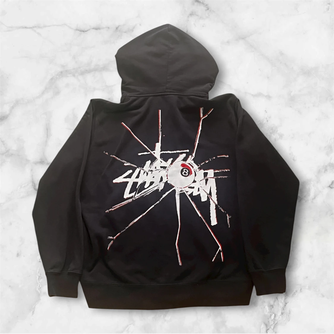 Svart Stüssy hoodie med tryck - 1