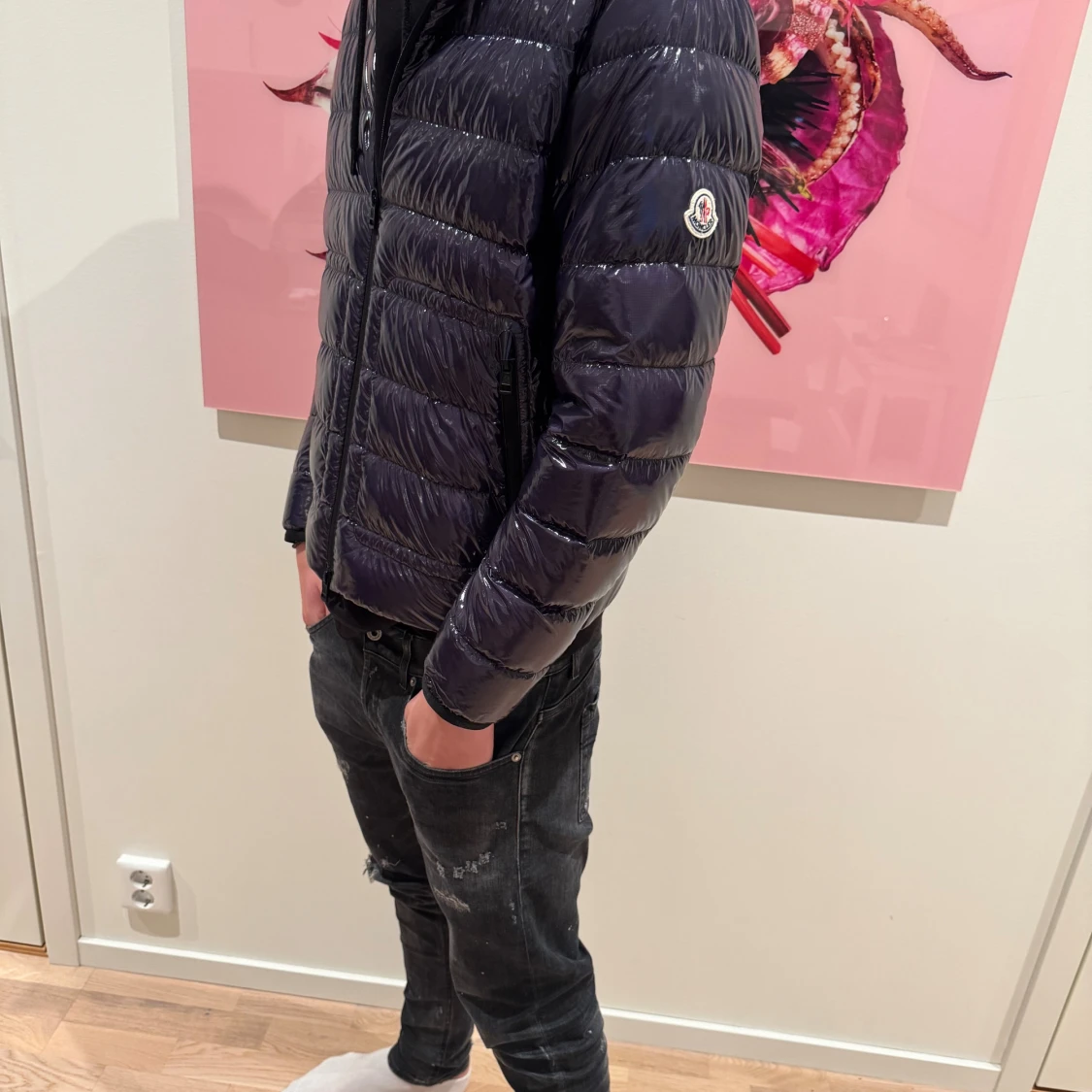 Mörkblå Moncler pufferjacka herr