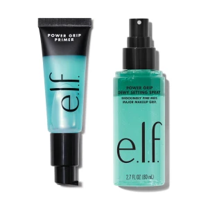Elf primer och Setting Spray  - Elf power grip primer och settingspray, helt nya och endast testade en gång som syns på 3/4 bilden, men säljer då de inte passar min hudtyp. 90kr st eller båda för 160kr ❤️Nypris 149kr st