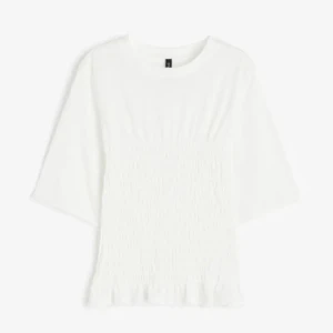 Hm topp - Vit smockad topp från hm. Lite missfärgad (tredje bilden)