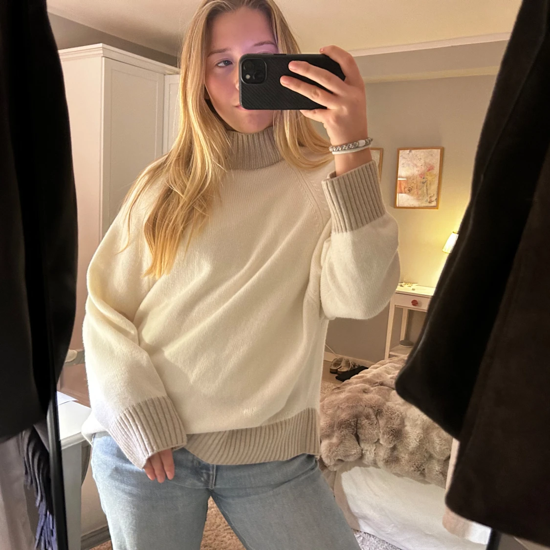 Vit oversized polotröja - 90