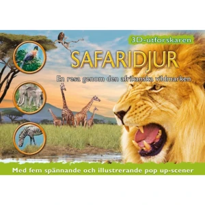 3D-utforskaren : Safaridjur (bok, kartonnage) - Gör en fantastisk 3D-resa till Afrikas vildmark med fem spännande pop-up scener som illustrerar olika safariområden. Se de vilda djuren i en mängd olika livsmiljöer, t.ex. berg, skogar, savanner, våtmarker och öknar, och upptäck hur de kan överleva i dessa hårda miljöer. Boken är fylld med många fina bilder och intressanta fakta och ger en utmärkt introduktion till Afrikas landskap och djurliv.     Format Kartonnage   Omfång 29 sidor   Språk Svenska   Förlag Globe förlaget   Utgivningsdatum 2012-10-08   Medverkande Annika Sternö Anderberg   ISBN 9789171662576  