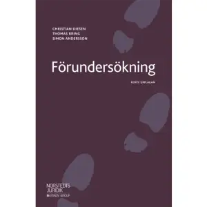 Förundersökning är den utredning som polis och åklagare bedriver för att finna en misstänkt för ett brott och kunna åtala honom eller henne för detta, men förundersökningsprotokollet är också underlag för domstolens beredning av målet och för uppläggningen av försvaret. Dessutom kan förhören i protokollen komma att utnyttjas som bevisning i rättegången. Den som leder och utför en förundersökning måste vara medveten om alla dessa ändamål, men också eftersom tvång kan användas om de rättigheter som den enskilde har och om de risker som en alltför snäv eller torftig utredning innebär.Den femte upplagan av denna bok är avsedd att fungera som en kommentar till rättegångsbalkens regler om förundersökning. Innehållet spänner över hela förundersökningen, från dess inledande till dess avslutande. I boken redogörs bl.a. för vilka beviskrav som gäller och vilka metoder polisen får använda under utredningen, liksom frågor om sekretess. Här presenteras ett omfattande material från svensk rättspraxis och Europadomstolen och boken är därför både lämpad som kurslitteratur och som praktisk handledning.    Format Häftad   Omfång 621 sidor   Språk Svenska   Förlag Norstedts Juridik AB   Utgivningsdatum 2019-07-05   Medverkande Christian Diesen   Medverkande Simon Andersson   ISBN 9789139206521  