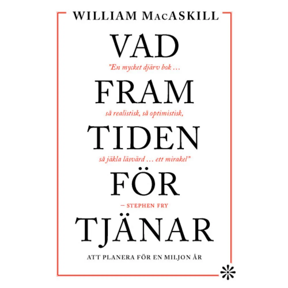 Den här boken kommer att förändra din känsla av hur storslagen mänsklighetens historia kan vara, var du passar in i den och allt du kan göra för att förändra den till det bättre. Ezra KleinMacAskill argumenterar övertygande Björn Wiman i Dagens NyheterHur planerar vi för en miljon år fram i tiden?I Vad framtiden förtjänar argumenterar den skotske stjärnfilosofen William MacAskill för longtermism insikten om hur kolossalt lång framtiden kan bli och hur höga insatserna därför är när vi formar den. Vi lever i historiens början, i det mest avlägsna förflutna. MacAskill erbjuder ett ramverk för framtiden, men börjar i ett historiskt perspektiv och fortsätter sedan i ett pussel av teman från stormaktskrig till artificiell intelligens och rymdens betydelse, till värderingar och moral, välbefinnande och lycka, och klimatförändringen. Boken innehåller en nyskriven epilog där William MacAskill ger exempel på konkreta åtgärder som vi kan inspireras av om vi vill gynna framtida generationer.Den här boken kommer att förändra din känsla av hur storslagen mänsklighetens historia kan vara, var du passar in i den och allt du kan göra för att förändra den till det bättre.  Ezra KleinMacAskill är skotsk filosof och medgrundare till effektiv altruism-rörelsen. Han är för närvarande verksam vid Oxfords universitet och författare till den uppmärksammade boken Doing Good Better (2015).     Format Inbunden   Omfång 380 sidor   Språk Svenska   Förlag Volante   Utgivningsdatum 2023-05-19   Medverkande Niklas Darke   ISBN 9789179652364  . Böcker.