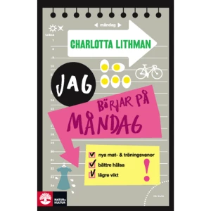 Jag börjar på måndag (bok, kartonnage) - När börjar man sitt nya liv och tar tag i alla gamla dåliga vanor? I morgon, på måndag, efter nyår. Sällan just nu i alla fall.  Men vilken kick när man lyckas!Charlotta Lithman tackade med vånda ja till DN:s fråga om hon ville bli coachad av två experter för att ta nya hälsotag i september 2012. Experterna var medicinjournalisten Gunilla Eldh och hjärnforskaren Martin Ingvar som tillsammans skrivit bl.a. Hjärnkoll på vikten.Med hjälp av dem och deras bok fick Charlotta – en helt vanlig, lätt överviktig, ganska nyskild, tämligen stressad person strax över 40 – hjärnkoll på nya mat- och träningsvanor. Om vägen dit har man kunnat läsa i DN och i hennes roliga personliga blogg.I sin bok Jag börjar på måndag delar Charlotta med sig av kunskap och tips och berättar om det som fungerat för henne på vägen till bättre hälsa och lägre vikt. Fokus ligger på att må bra och inte på hur mycket vågen visar. En personlig, lättläst bok för dem som läst Hjärnkoll på vikten – och för dem som ännu inte läst den.Känslan i boken är att det inte är så svårt att komma i form: ”För kan hon så kan jag.”_____________________________________________________________________________"Rolig bok om vardagsliv och träning."Ur bloggen Att leva med smärta"...pepping till egna försök."Journalisten...pepping till egna försök.Journalisten    Format Kartonnage   Omfång 171 sidor   Språk Svenska   Förlag Natur &amp; Kultur Akademisk   Utgivningsdatum 2013-08-17   Medverkande lotta Kühlhorn   Medverkande John Persson   ISBN 9789127136038  
