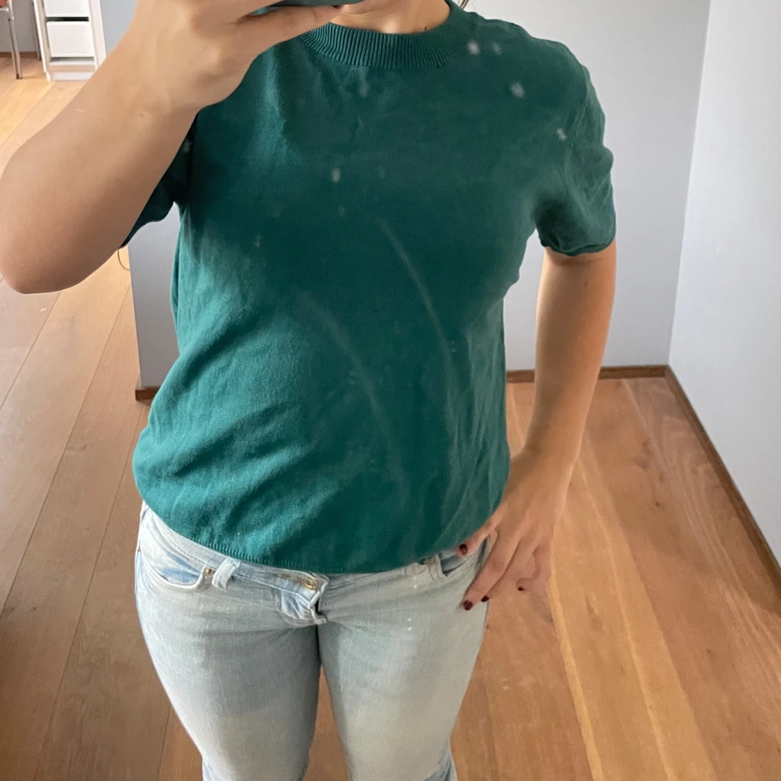 Mörkgrön trekvartsärmad t-shirt