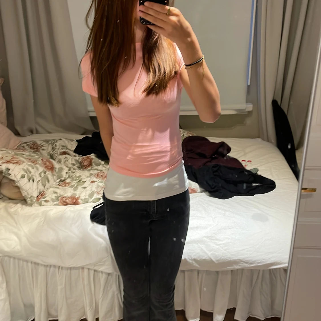 Rosa kortärmad topp