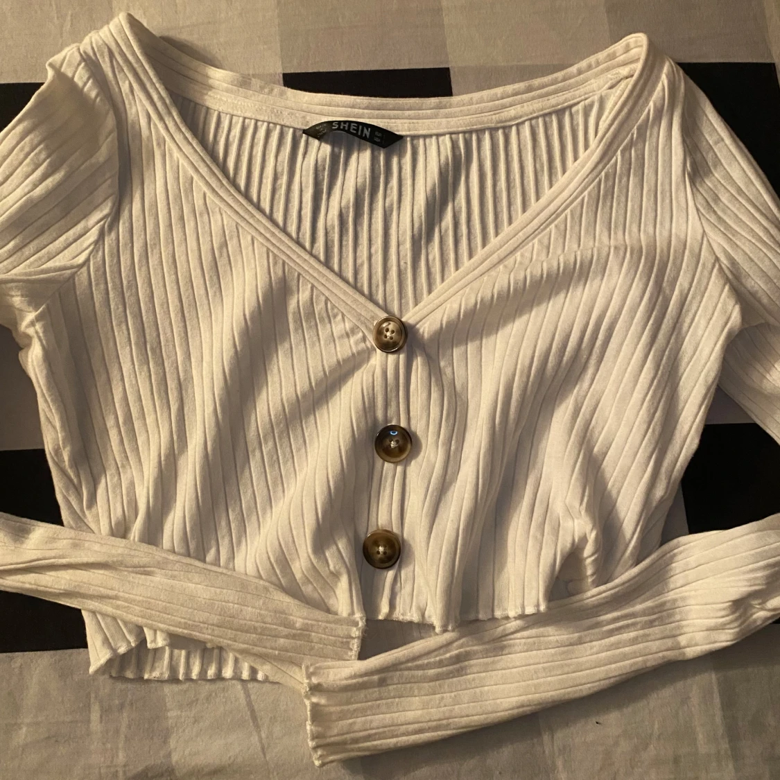 Vit ribbad croppad topp från Shein - 90