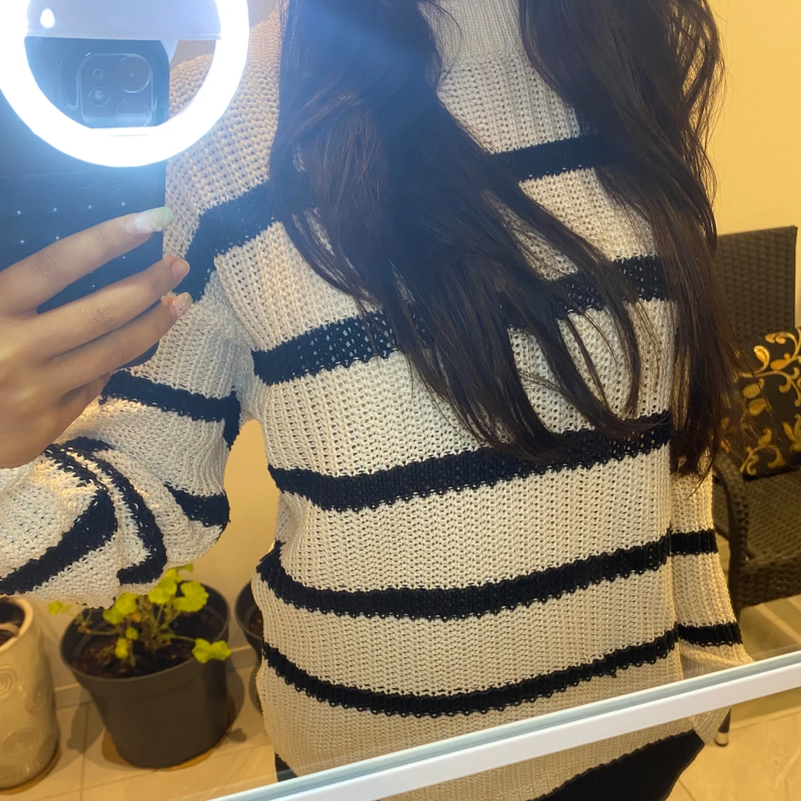 Randig stickad tröja - 90