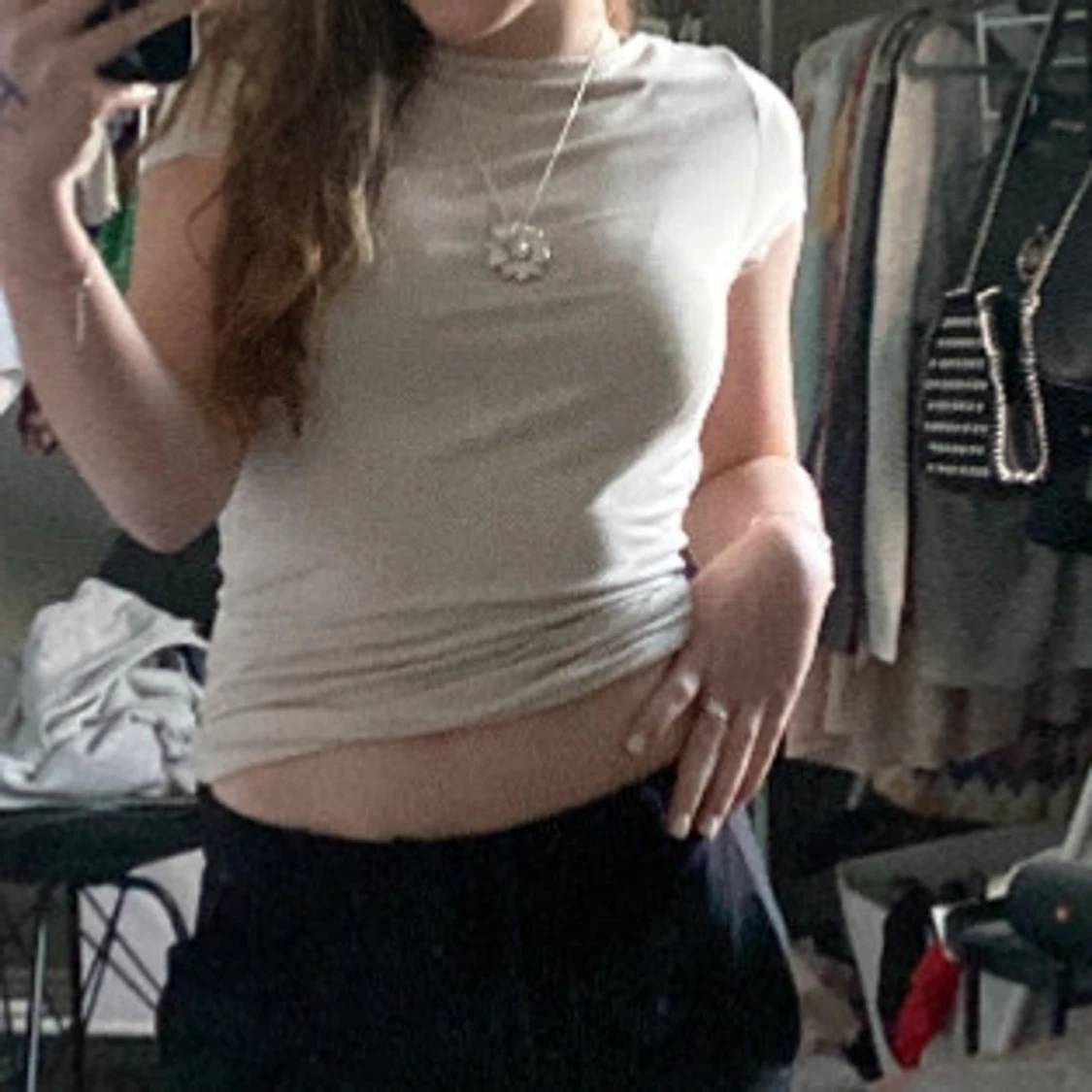 Beige kortärmad topp