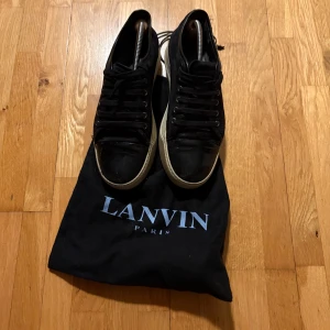 Lanvins skor - Färgen är navy blue! Skorna är en del använda, men är i ett bra skick. 7/10! Påse medföljer. Priset kan diskuteras, så kom med bra prisförslag😁