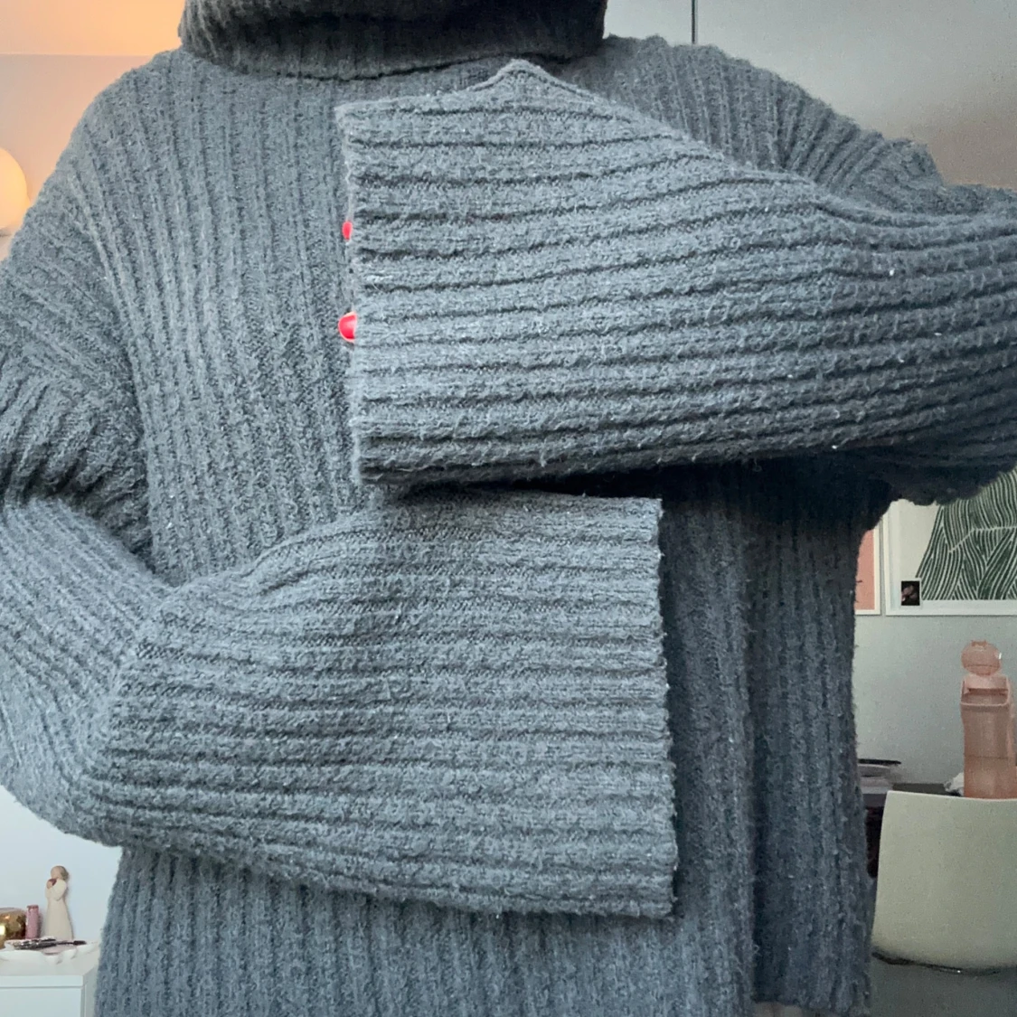 Grå stickad polotröja - 91