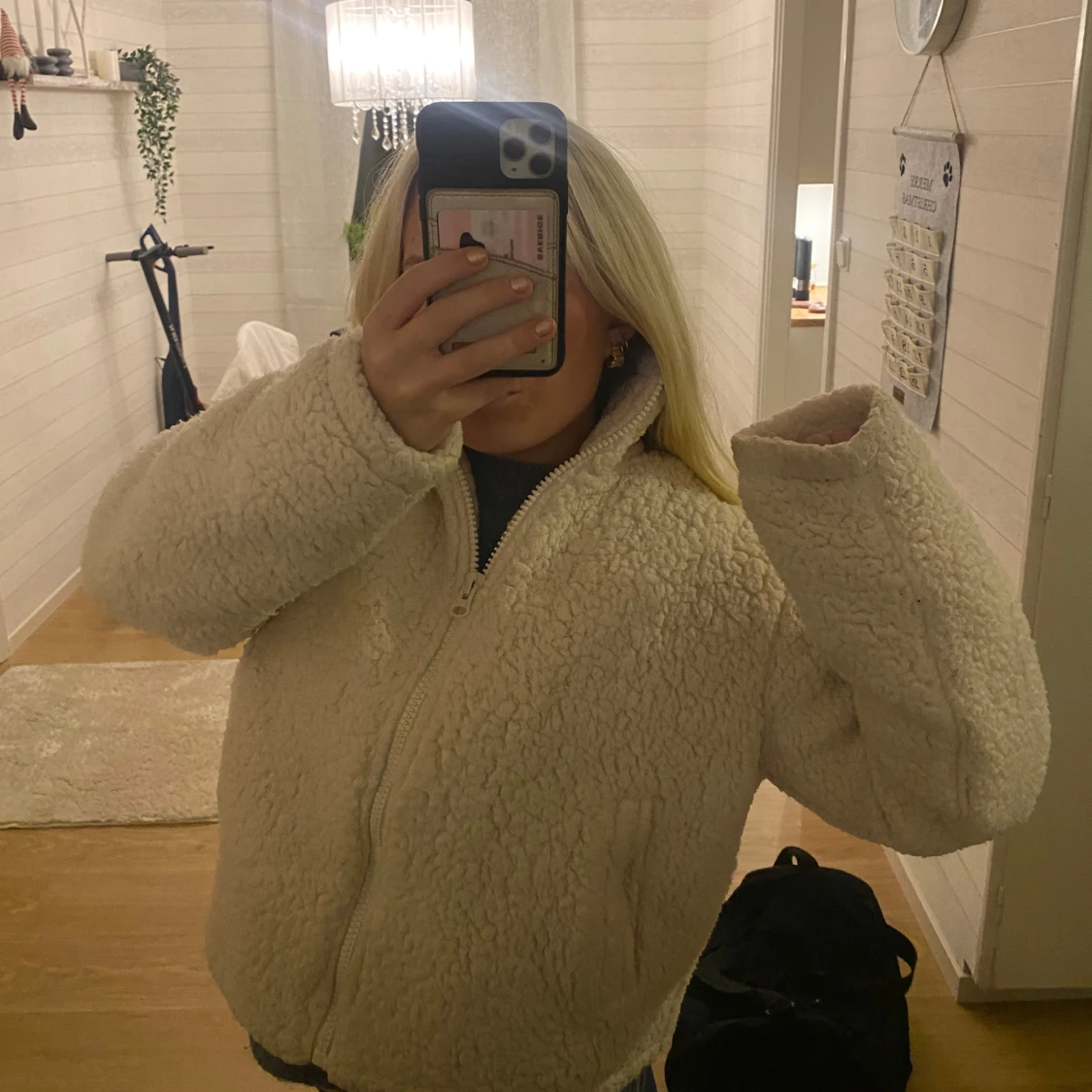 Beige teddyjacka med dragkedja - 91