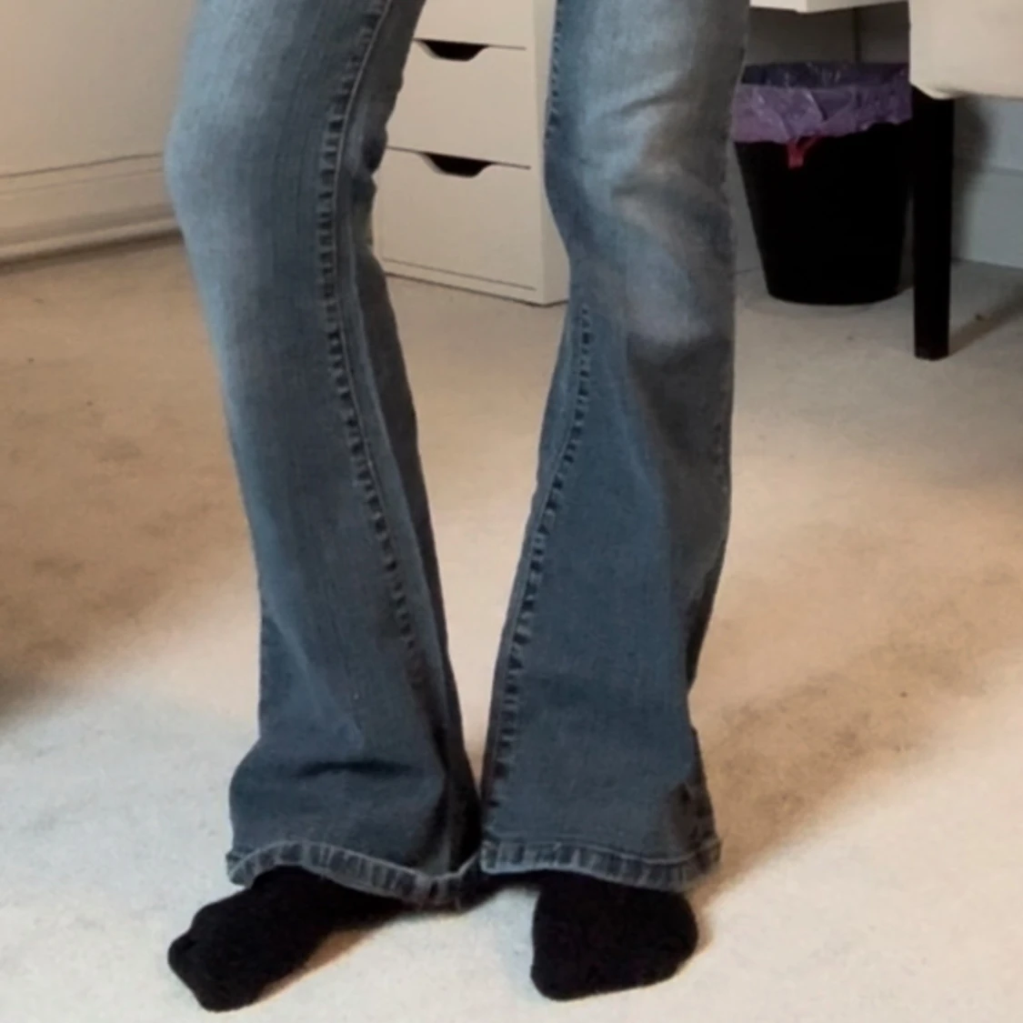 Blåa lågmidjade jeans - 91