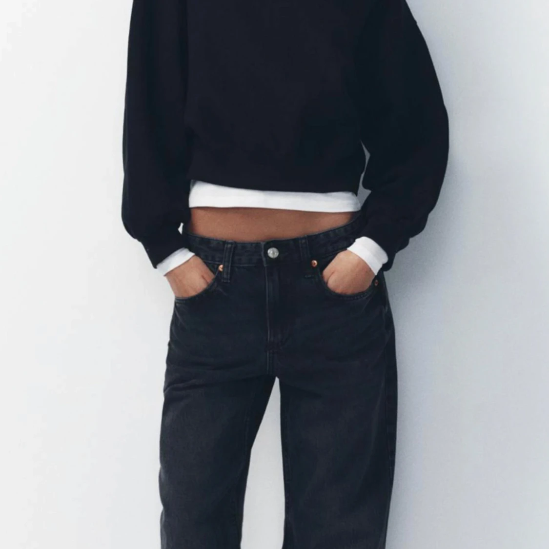 Svarta jeans mid waist