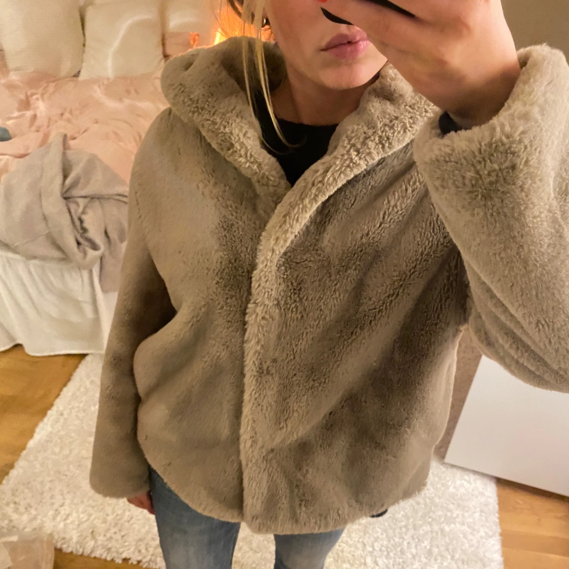 Beige teddyjacka - 91