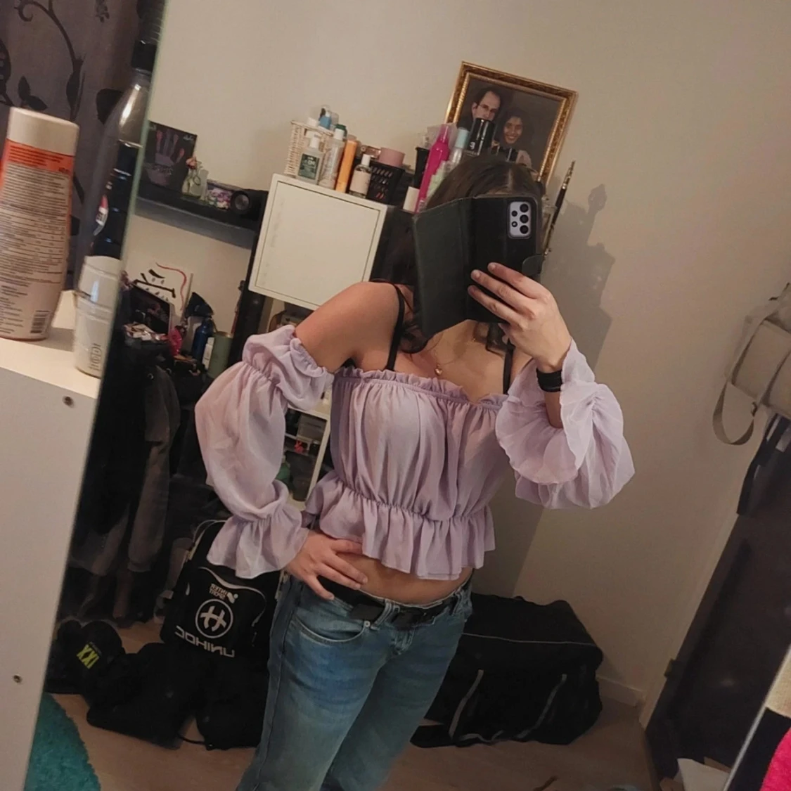 Ljuslila offshoulder blus - 90