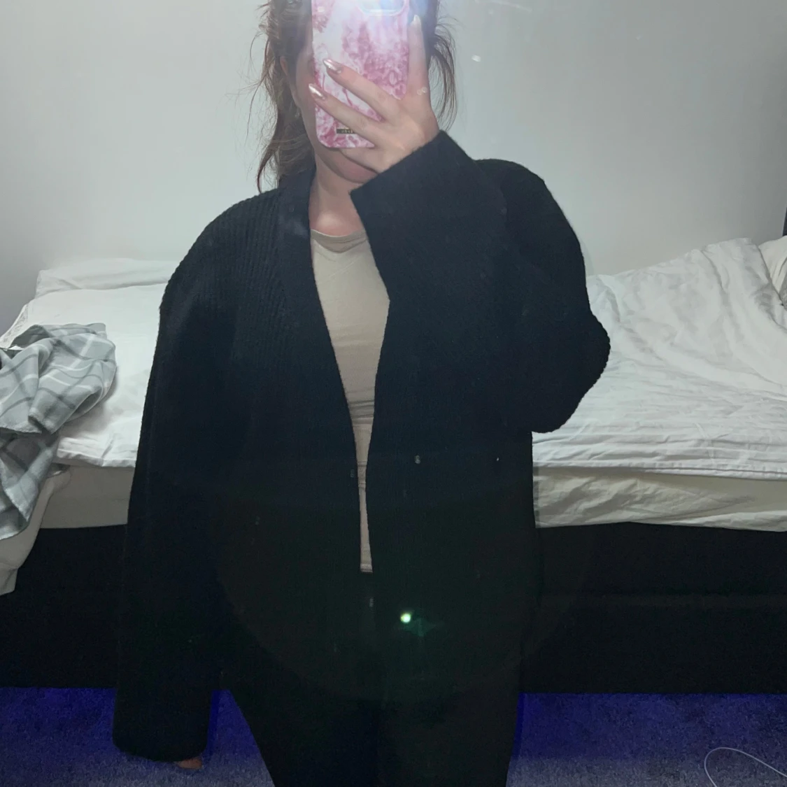 Svart stickad kofta - 90