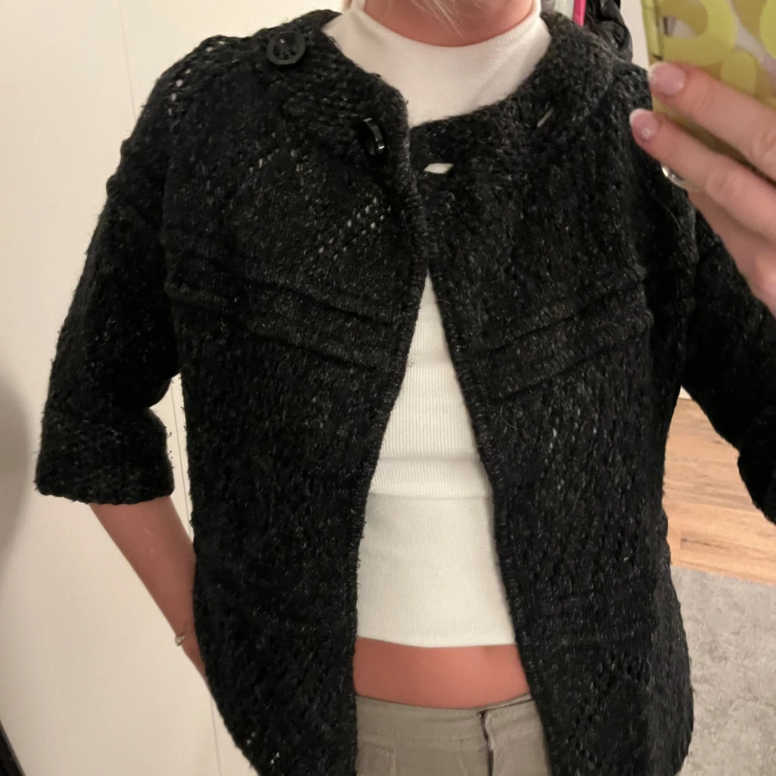 Grå-Svart stickad kofta