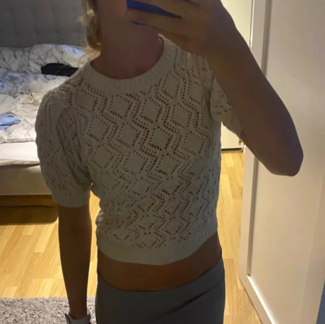 Beige stickad topp - 1