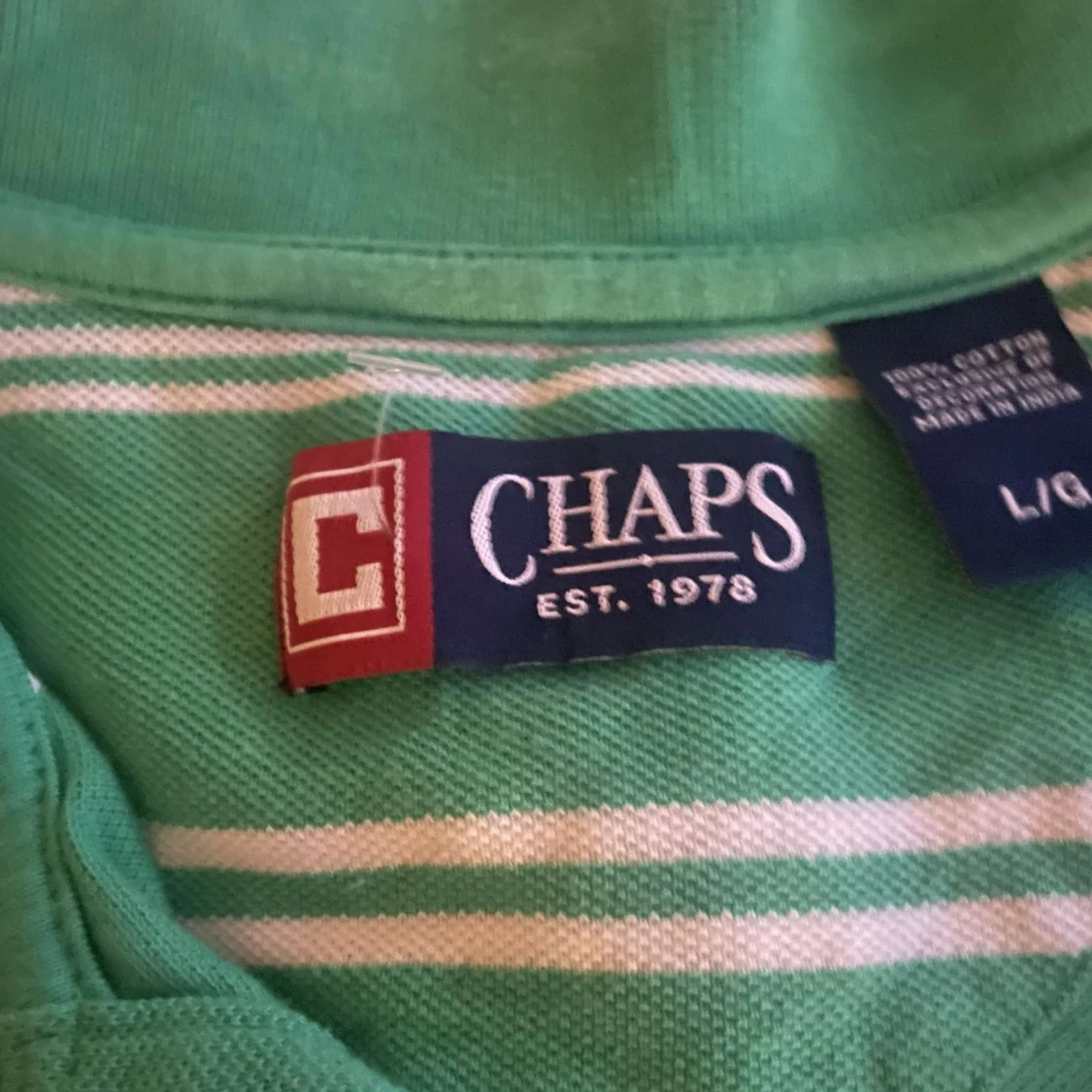Grön randig pikétröja från Chaps - 1