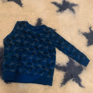 Blå tröja med dinosauriemönster från Lupilu - Säljer en cool blå tröja från Lupilu med ett häftigt dinosauriemönster. Tröjan har långa ärmar och är perfekt för dinosaurieälskare. Den är bekväm och passar bra till vardagsäventyr.