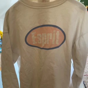 Vit långärmad tröja från Esprit - Säljer en vit långärmad tröja från Esprit med ett stort tryck i rosa och blått på framsidan. Tröjan har en avslappnad passform. Jag är en XS så är lite stor för mig men passar många olika storlekar. 