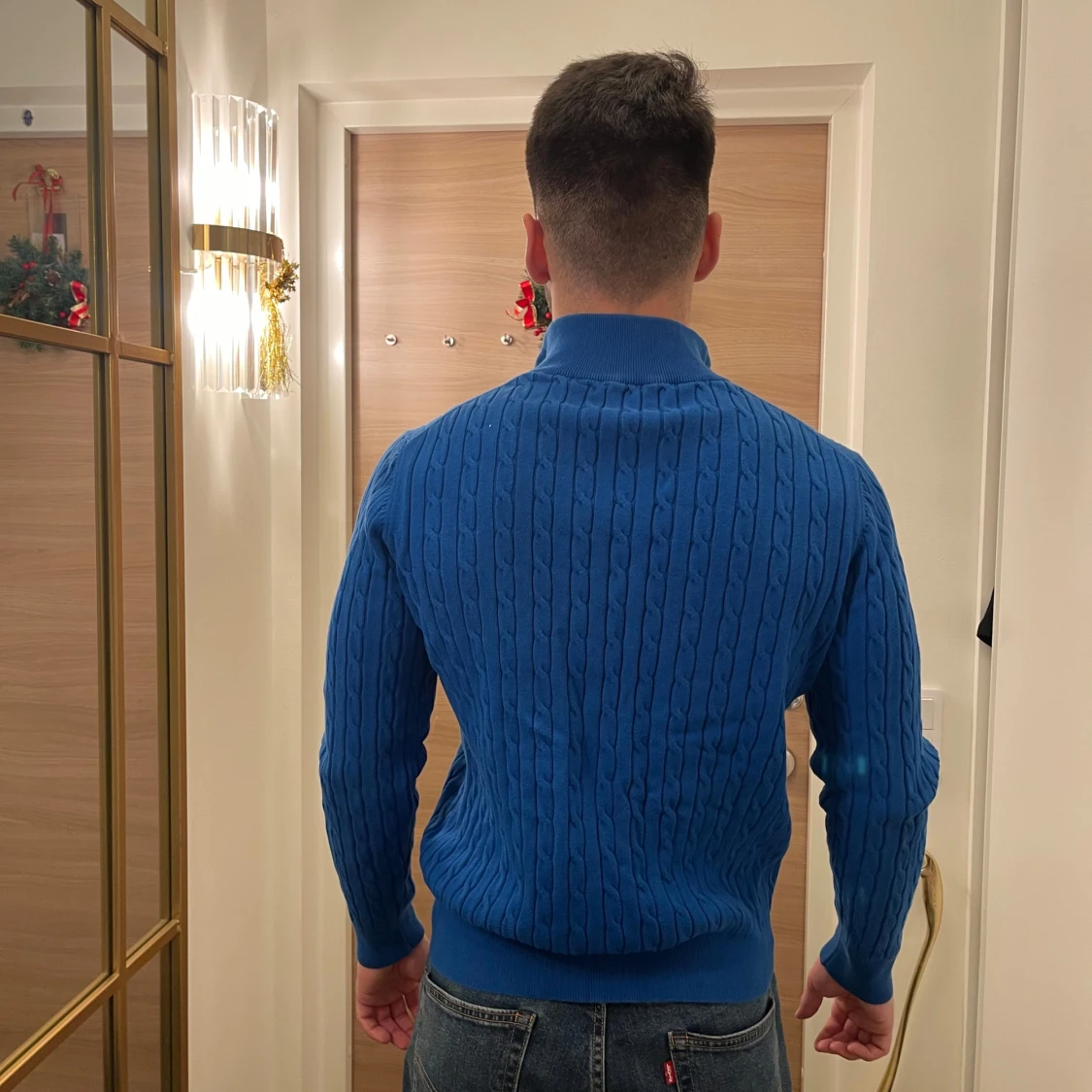 Blå stickad tröja med dragkedja från GANT - 90