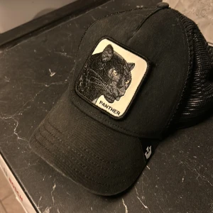 Svart keps med pantermotiv från The Farm - Snygg svart keps med ett coolt pantermotiv på framsidan. Kepsen har ett nätmaterial baktill för bättre ventilation och justerbar passform. Perfekt för en avslappnad stil.