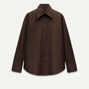 Brun skjorta från Zara - Snygg brun skjorta från Zara med klassisk krage och knappar framtill. Skjortan har långa ärmar och en stilren design som passar perfekt för olika tillfällen.