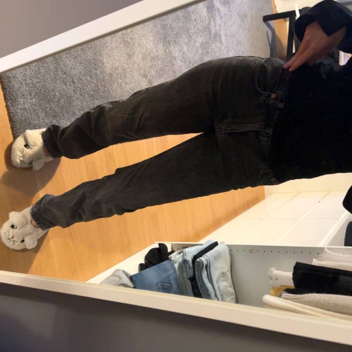 Gråa mid waist zara jeans