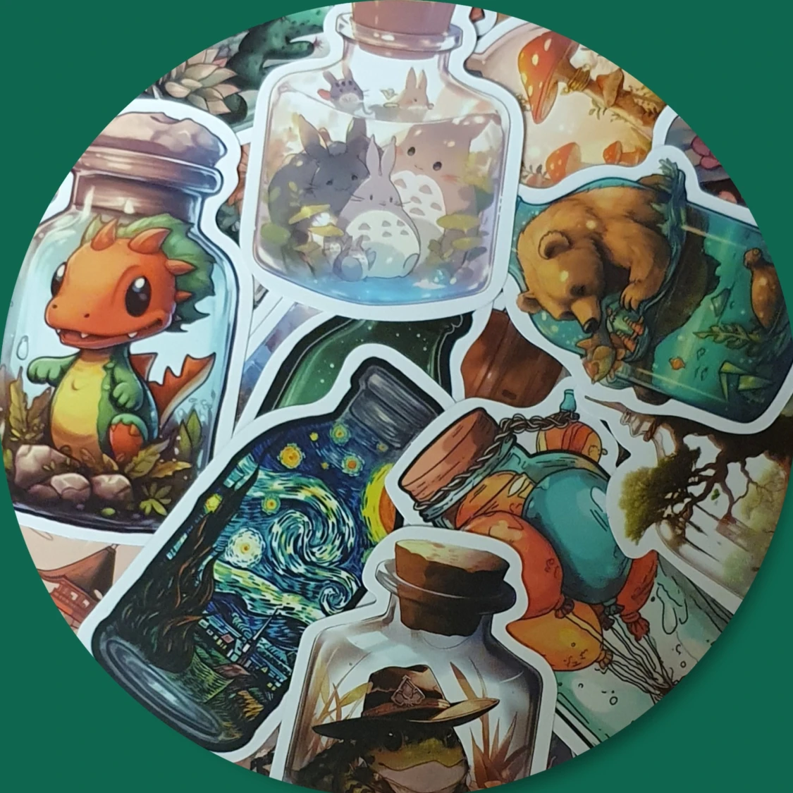 20 Stickers / Klistermärken Värld i flaskor