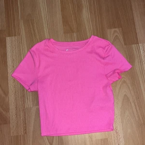 Rosa ribbad topp från FSBN Sister - Säljer en superfin rosa ribbad topp från FSBN Sister.  Den är kortärmad och har en tight passform som sitter snyggt på kroppen. Perfekt för sommardagar eller som en färgglad detalj i din outfit. Använd ett fåtal gånger, så den är i mycket bra skick!
