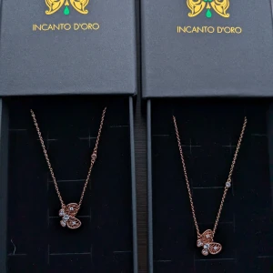 Fjäril halsband set (vx119) - Silver s925. Roseguld plätering.