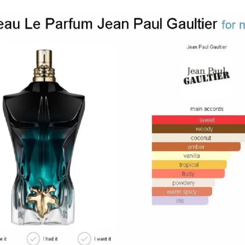 Säljer en flaska Le Beau Le Parfum från Jean Paul Gaultier. Flaskan är formad som en manlig torso i en cool svart och blå design med en guldig detalj. Doften har söta, träiga och kokosnötsnoter med inslag av amber och vanilj. Perfekt för den som vill ha en tropisk och kryddig touch till en dag på stranden 🏖️Priset står för 5ml. 5ml är ungefär 50st spray. FINNS ÄVEN I 2,3,5,10ML KOLLA PROFILEN FÖR ANDRA STORLEKAR ! 2ml 39kr | 3ml 49kr | 5ml 69kr | 10ml 119kr | . Parfym.