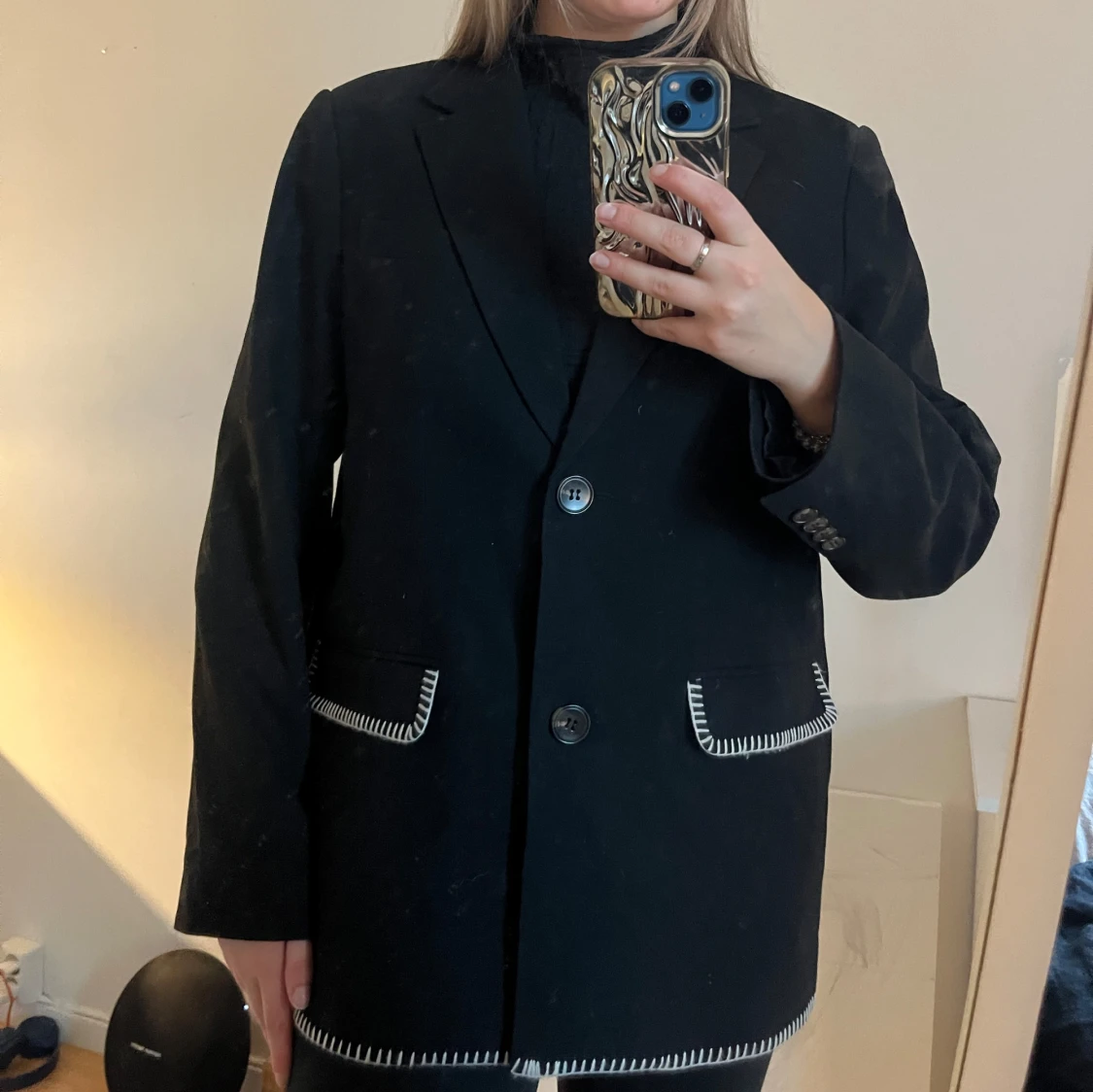 Oversized kavaj med vita sömmar - 91