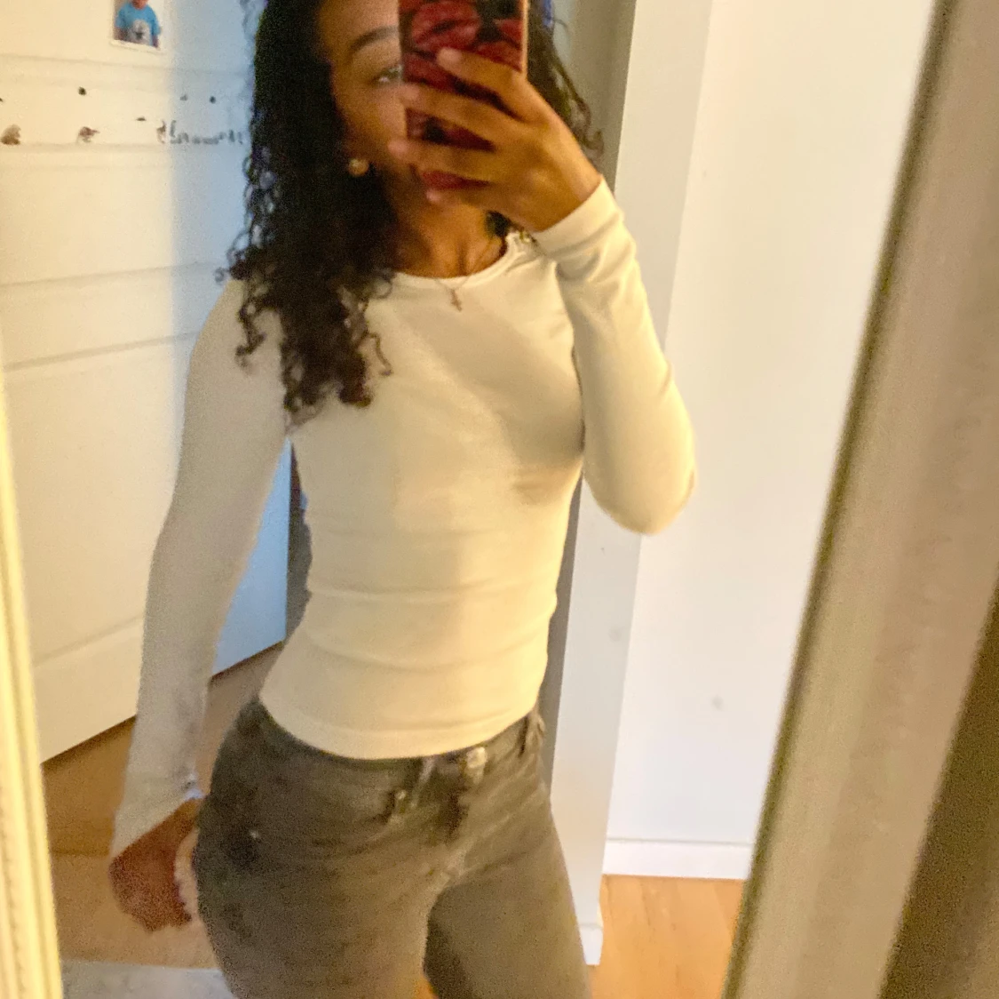 Vit/Svart långärmad topp - 91