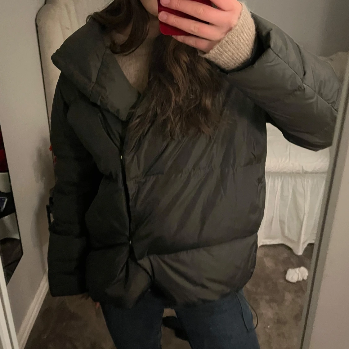 Mörkgrön pufferjacka
