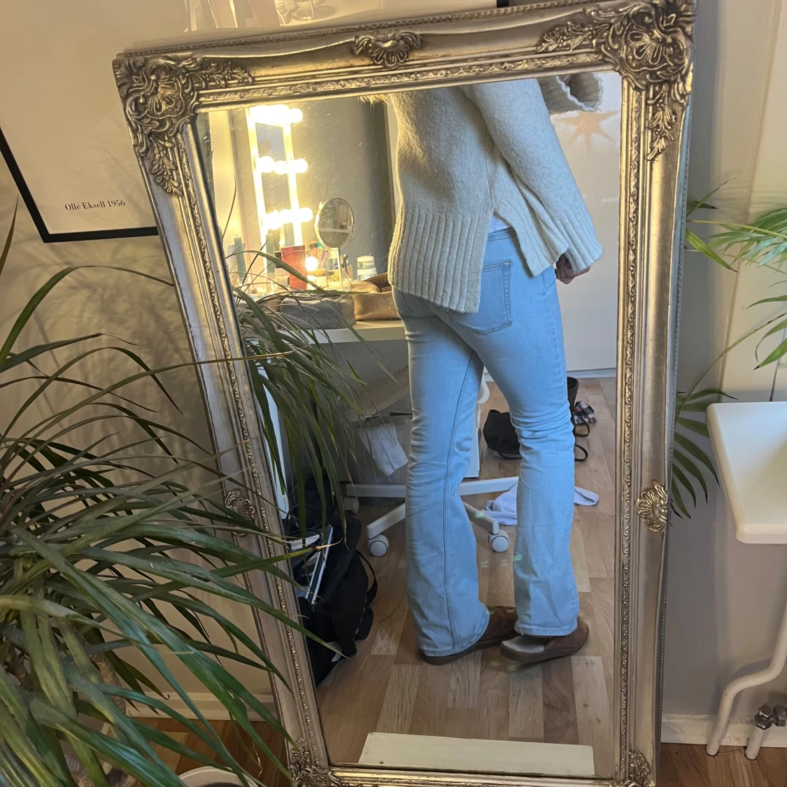 Vit stickad polotröja  - 90