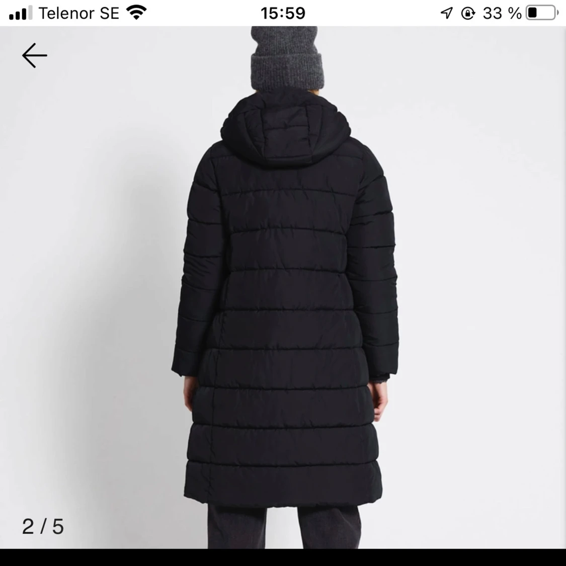 Svart lång dunjacka - 90