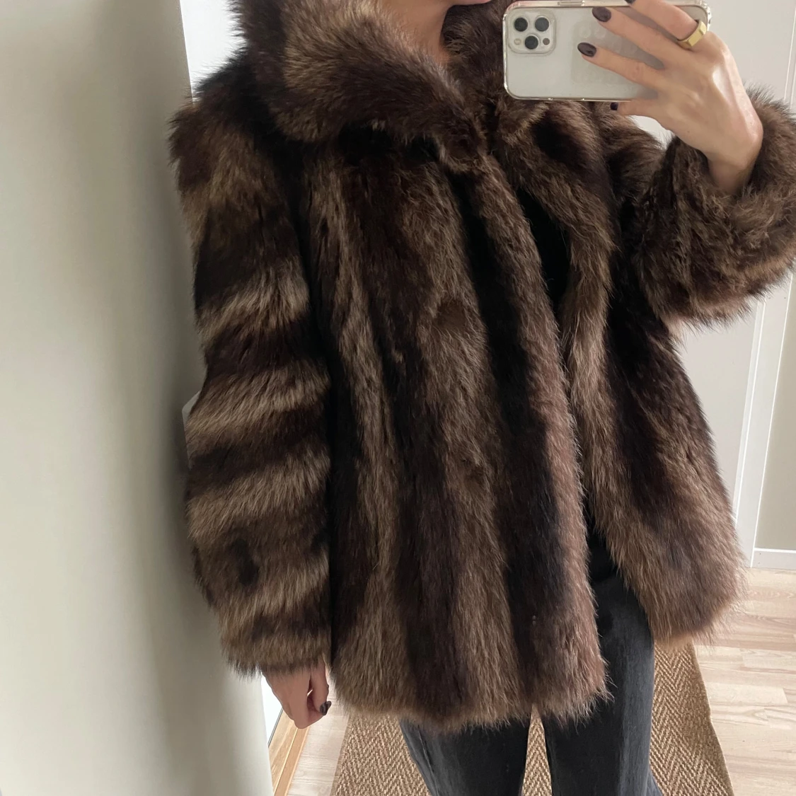 Brun pälsjacka - 90