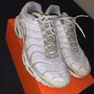 Nike skor TN - Trendiga vita TN Nike skor.  Storlek 43.  Säljer i befintligt skick. Lite slitna & smutsiga Därav priset. Låda ingår. 