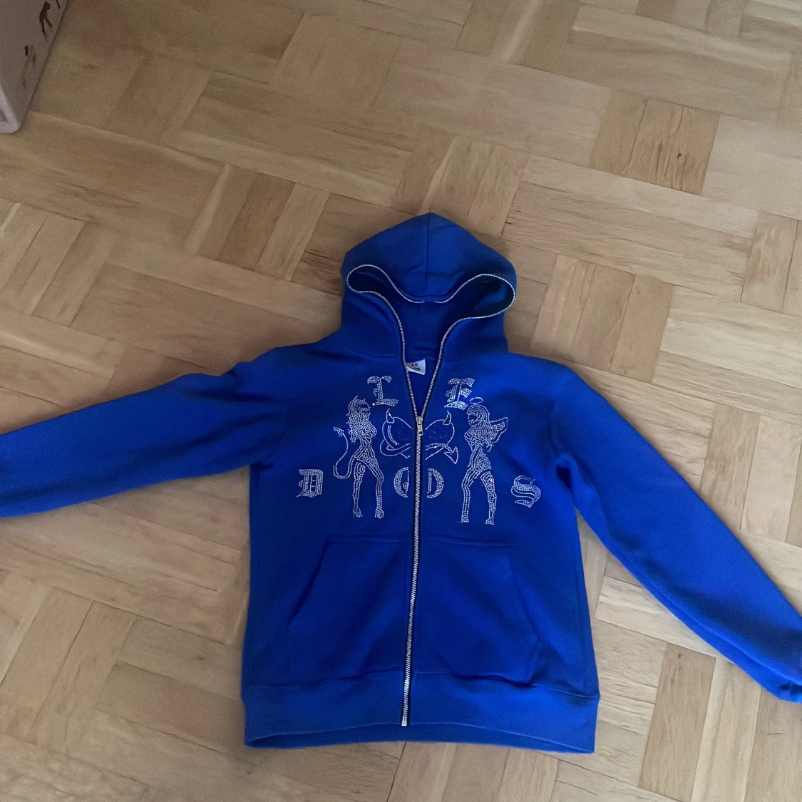 Rhinestone tröja zip Hoodie  - 91