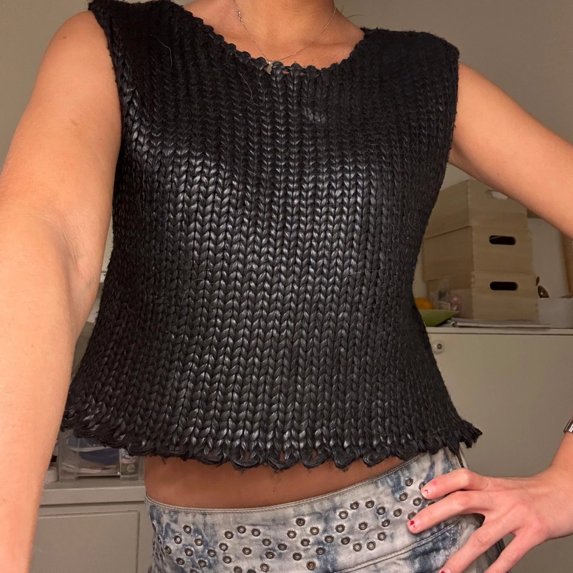Stickad topp
