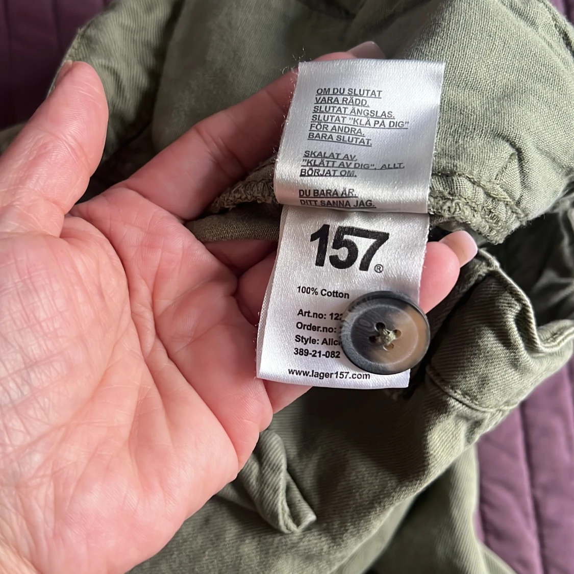 Olivgröna cargobyxor från 157 - 93