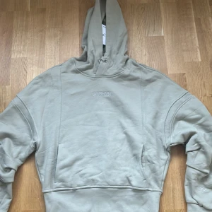 Beige hoodie från Gymshark - Säljer en snygg ljusgröna hoodie från Gymshark i storlek M. Den är supermjuk och perfekt för både träning och chill. Hoodien har en klassisk design med en stor ficka fram och justerbar huva. Perfekt för höst och vår!