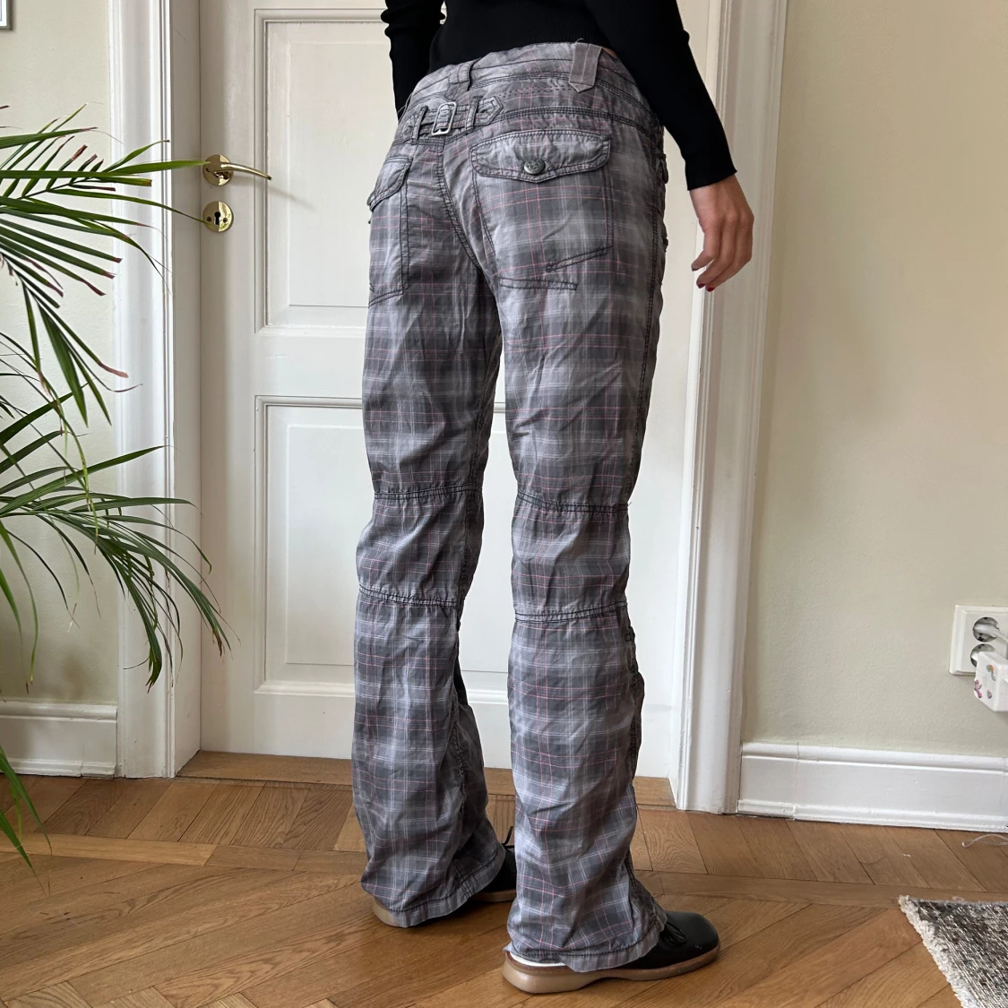 Rutiga cargopants i grå/lila färg - 91