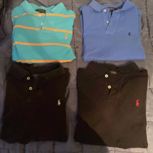 4 st Ralph lauren pikes, 200 kr styck - Bra skick, två svarta en ljus blå och en blå me orange ränder. Hör av er om ni vill köpa. 200 kr styck, storlek m i barnstorlek 10-13/14 åringar. 