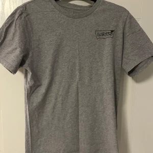 Grå t-shirt från Levi's - Säljer en stilren grå t-shirt från Levi's med korta ärmar och en liten logga på bröstet. Perfekt för en avslappnad look.