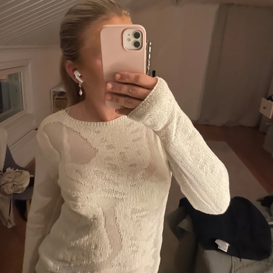 Vit stickad tröja från Zara